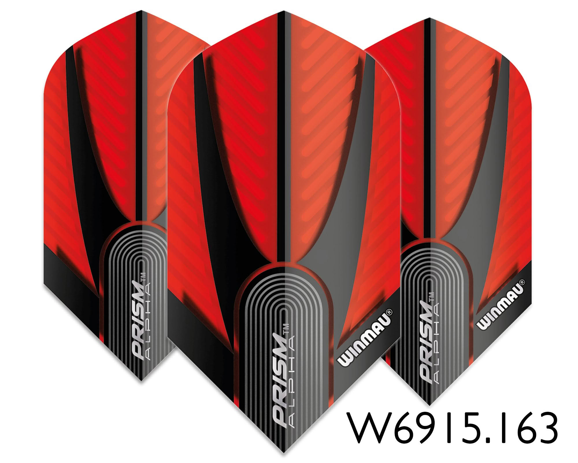 W6915-163_Winmau_Prism_Alpha_Slim_163_WL.jpg Dart Flights - Winmau - Prism - Red & Black - Thin Line - Image 1